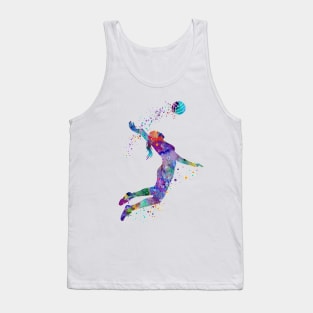 Volleyball Girl Watercolor Painting Art Print Sports Gifts Tank Top